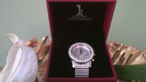 KC Cubic Zirconia Chronograph Luxurious Silver Steel Watch CZ & Gift/Storage Box