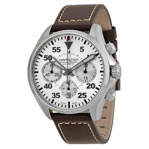 Hamilton H64666555 Mens Silver Dial Analog Automatic Watch with Leather Strap