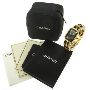 Authentic CHANEL Vintage Premiere Wristwatch Gold Quartz Swiss Made #M G02630