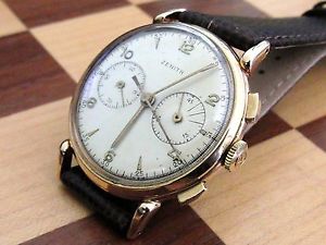 ZENITH 18K GOLD EXCELSIOR PARK CAL 143 CHRONOGRAPH PRETTY LUGS SPLENDID