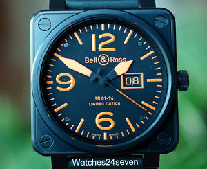 Bell & Ross BR01-96 Aviation Grand Date Black/Orange LTD 46mm NEW OLD STOCK