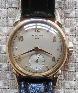 Vintage Mens 14K Gold Hamilton cld Mechanical Hand Winding Wristwatch Runs Great