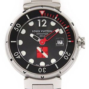 LOUIS VUITTON LV Ref Q103A Tambour Diving Automatic Watch W/Box Used Black Red