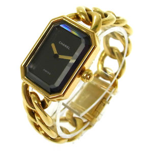 Authentic CHANEL Vintage Premiere Gold Chain Wristwatch 750 K18 Quartz V14219