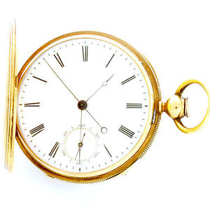 Rare 18K Gold Keywind 2-Train Independent Center Sweep Hack Feature Pocket Watch