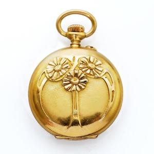 ORIGINAL 1910' ULYSSE NARDIN SWISS 18K SOLID GOLD REPOUSSE PENDANT POCKET WATCH