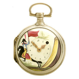RARE HAND PAINTED MILITARY DIAL VERGE FUSEE SWING OUT CASE POCKET WATCH CA1740