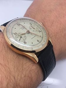 Vintage Chronographe Suisse Antimagnetic 17 Jewels 18 K Solid Rose Gold Watch