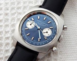 VINTAGE CUERVO Y SOBRINOS LARGE 37.4MM STAINLESS STEEL CASE BLUE SUNBURST DIAL