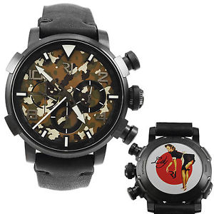 Romain Jerome Pinup DNA Black WWII Lily Maid Chrono Auto Watch RJ.P.CH.002.01
