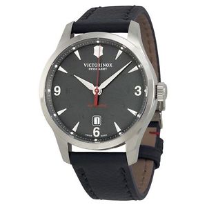 Victorinox 241668 Mens Black Dial Analog Automatic Watch with Leather Strap