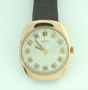 Vintage Russian Men's 14K Rose Gold Silver Dial Self Winding Mechanical Watch