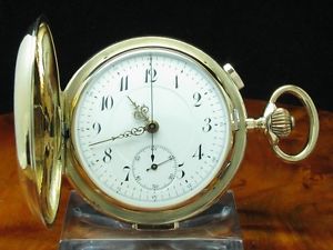 14kt 585 GOLD SAVONETTE TASCHENUHR CHRONOGRAPH VIERTEL-REPETITION