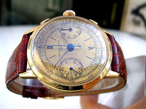 NICOLET WATCH OVERSIZE 39 MM 18K SOLID GOLD 40'S VENUS 170 CHRONOGRAPH