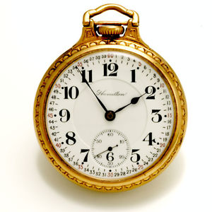 16 Size 23 Jewel Hamilton 950 Railroad Pocket Watch in Bar Over Crown Case C1922