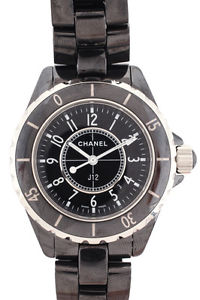 Chanel Black Ceramic Steel J12 Watch In Box
