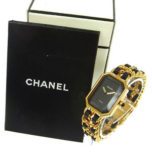 Authentic CHANEL Vintage Premiere Wristwatch Gold Quartz Swiss Made #M G02944