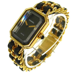 Authentic CHANEL Vintage Premiere Wristwatch Gold Quartz Swiss Made #L AK13336