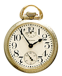 16 SIZE 23 JEWEL WALTHAM VANGUARD RAILROAD POCKET WATCH Up Down Indicator CA1926