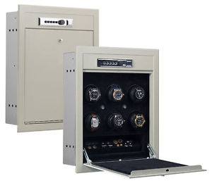 Orbita Wall Safe Steel Six Automatic Watch Winder Cabinet Box W21700 Battery