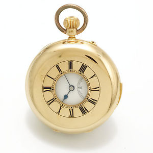 Antique 18K Gold Demi-Hunter Enamel Dent Minute Repeater Pocket Watch CA1890