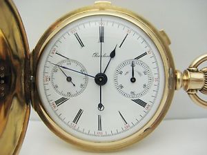 Vintage Peerless Chronograph 14K Solid Gold Pocket Watch, Serviced