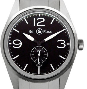 BELL&ROSS Vintage Small Second BR123-95-SS Black Dial Automatic Mens FS MC #0866