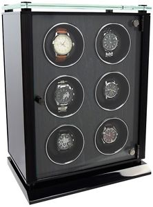 Dulwich Designs 6 Piece Wooden Watch Rotator In Black