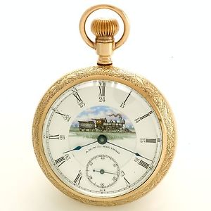 Rare Full Color Dominion Railway Train Dial and Fully Signed Movt Pocket Watch