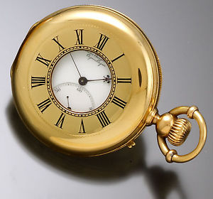 Rare Antique Jules Jurgensen Pocket Watch 18K Gold 44mm Demi Hunter Case CA1860s