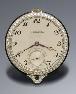 PAUL DITISHEIM POCKET WATCH | PLATINUM DIAMOND (2CT) ENAMEL CASE CA1930S