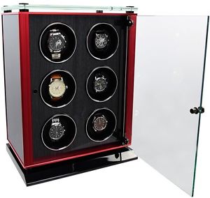 Dulwich Designs 6 Piece Wooden Watch Rotator In Black/Red