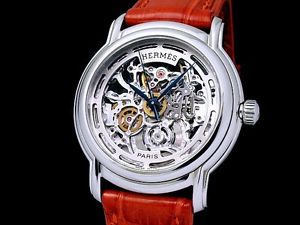 HERMES Sezamu SM1.710 SS Auto Men's Skeleton Watch Used Excellent++
