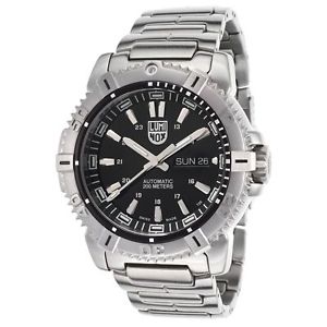 Luminox 6502 Mens Black Dial Watch with Stainless Steel Strap