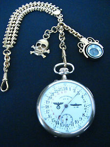 WW2 GERMAN U-BOAT KRIEGSMARINE 24 HOUR CHRONOMETRE POCKET WATCH COMPASS CHAIN