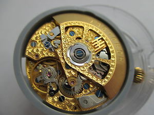 Valjoux 7750 Tricompax Handengraved Automatic TOP MOVEMENT Gold Plated, NIB !