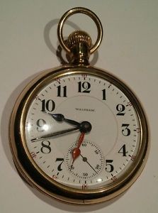 Antique ultra rare 21J. American Waltham Crescent st. 18 size 2 time zone, runs