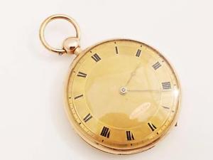Swiss Verge Quarter Repeater 18K Gold  Open Face Case Pocket Watch Great No202