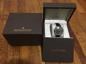 Baume et Mercier Capeland Chronograph Black Dial Black Leather Mens Watch