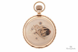 Elgin 14k Yellow Gold Diamond Cherub Pocket Watch // 500-1140 Estate