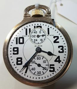 Elgin BW Raymond 16 sz, 23 j, wind indicator, jeweled barrel, gold filled case