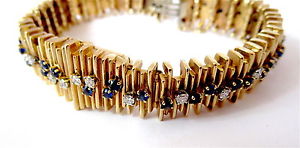 YARD BRACELET 14K WATCH DIAMONDS & SAPPHIRES Vintage