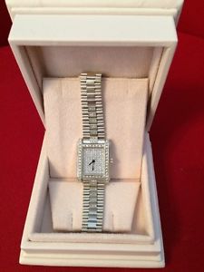 18K White Brush Gold Pave DiamondsWomans Watch Ultra Slim 62 Gr 3Ct Dia
