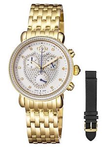 GV2 by Gevril Women's 9882 Marsala Chronograph Gold IP Stainless Steel Watch