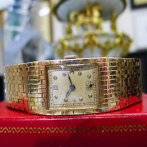 VINTAGE PAUL DITISHEIM SOLVIL LUCIEN PICCARD 14K ROSE GOLD WIDE WATCH 65.5g