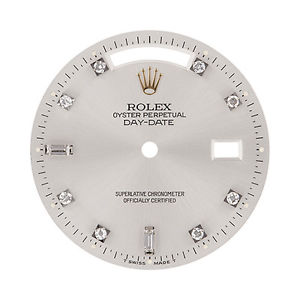 GENUINE ROLEX DAY DATE 18038 SILVER DIAL WITH DIAMONDS BRAND NEW + HANDS SET