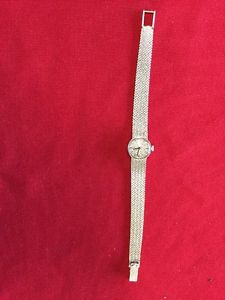 Vintage Woman's Movado Wristwatch 18K White Gold Band Ladies Fashion Jewelry 29G
