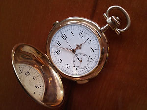 Gold chronograph Ancre Repetition heures quarts Chronographe Medaile Genève 1896
