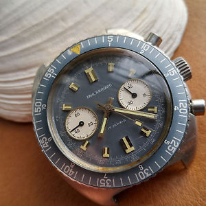 Vintage Paul Raynard Two Register Divers Chronograph w/Bluish Gray Dial & Bezel