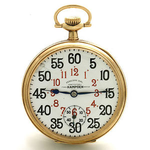 14K Gold Mint 21-Jewel Hampden 105 Pocket Watch with Rare Original Ferguson Dial